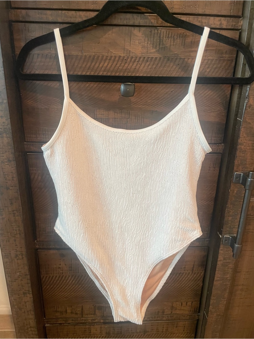 GNASH SWIM White Textured One-Piece Swimsuit with Slim Straps